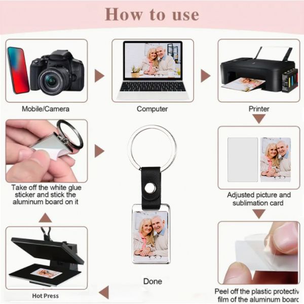 Custom Key Chains Key Promotion Gifts Blank Custom Logo Leather Strap Keychains Sublimation Metal Keychain