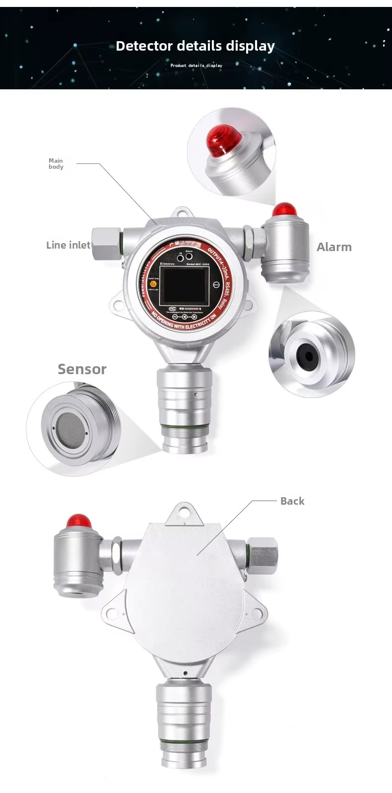 MIC500S Gas Detector components