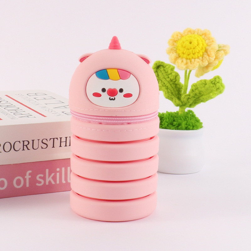 Collapsible Silicone Pencil Box Easy To Clean Waterproof Stationery Supplies