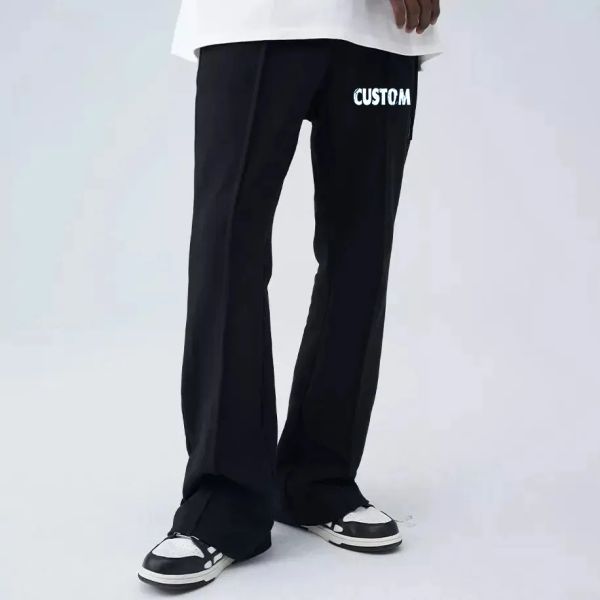 Custom Men'S High Quality Casual Flared Jogger Track Pants Cotton Plus Size Heavyweight Stacked Flare Sweatpants for Men