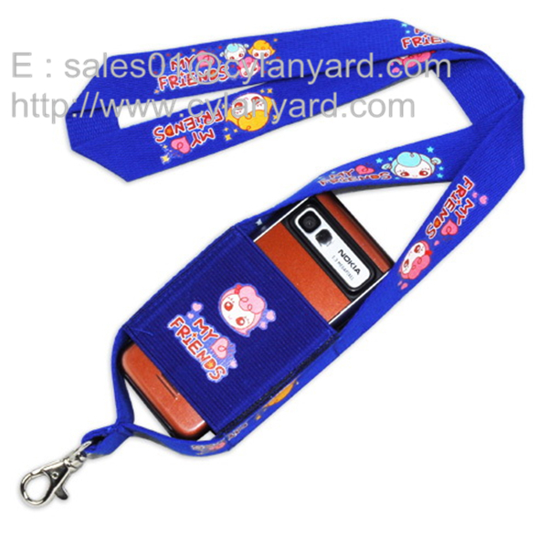 Stretchable mobile phone pocket lanyards, imprinted spandex phone pouch lanyards,