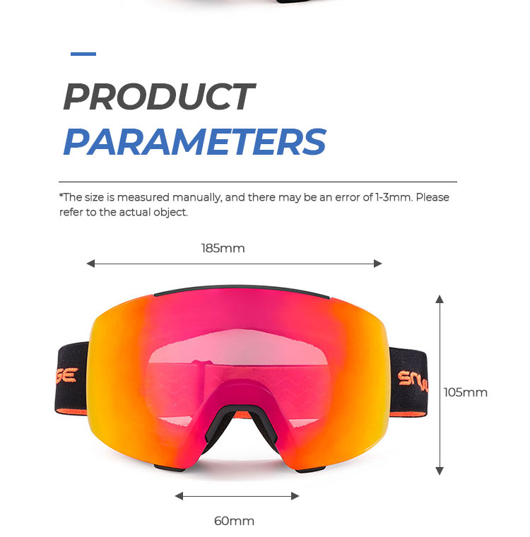 Outdoor Snow Sports Women Polarized Flip Up Sunglasses Blue Lens PC Frame Ski Goggles Red Lens Trendy Eyewear