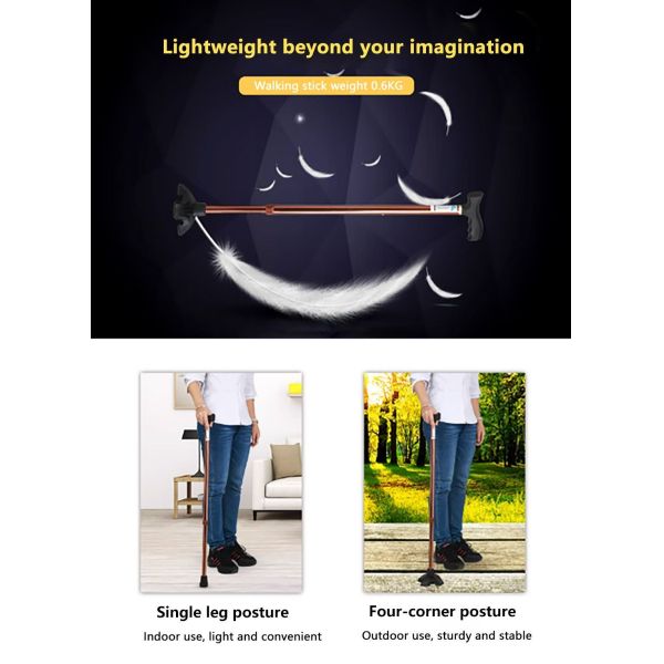 YFH-GZ005 Aluminum Folding Walking Sticks With Anti Slip Foot Pad Easy Carrier