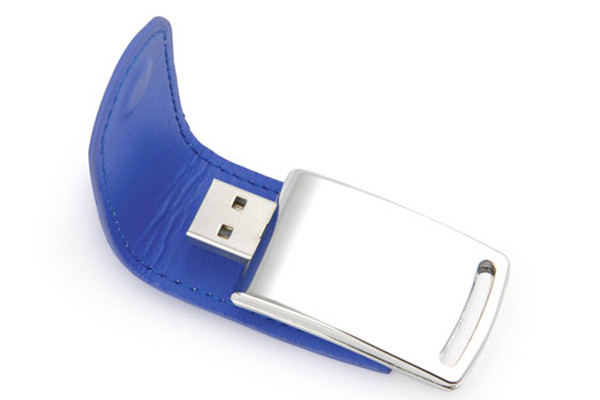 CE Blue Eco Leather USB Flash Disk 4GB For Promotional Product