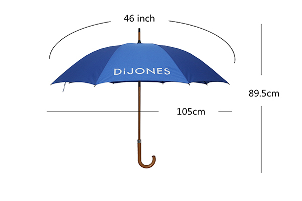 Classic wooden umbrella in blue color - promotional product display