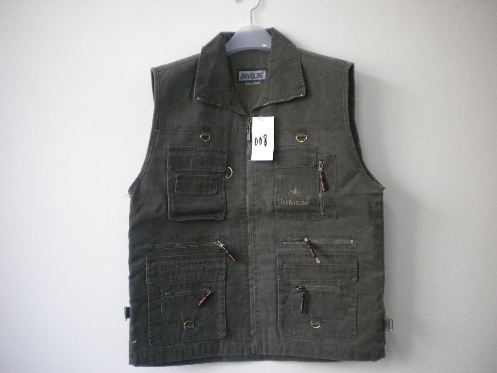 vest, mens vest in 100% polyester, washed fabric, black, fishing vest, casual vest