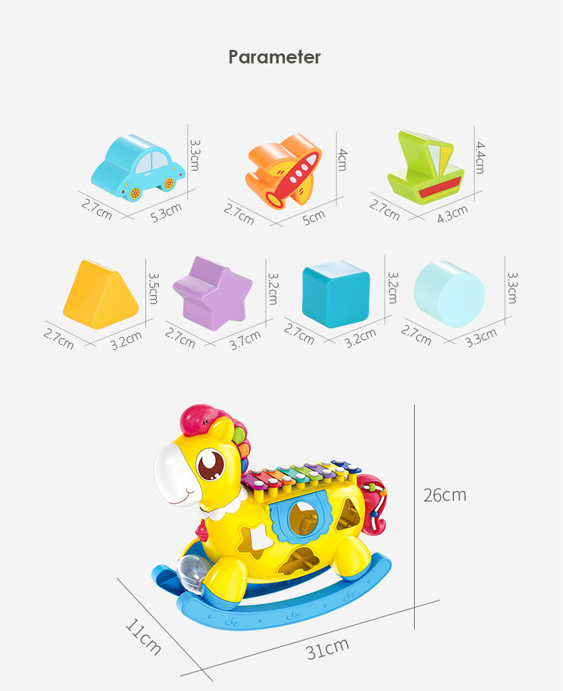 Trojan Horse Baby Puzzle Musical Toys for Hammering and Pounding Montessori Education