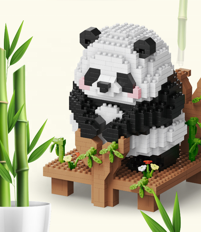ABS Mini Bricks Building Blocks Panda Gift Box White Panda Toys for Boys Birthday Gift