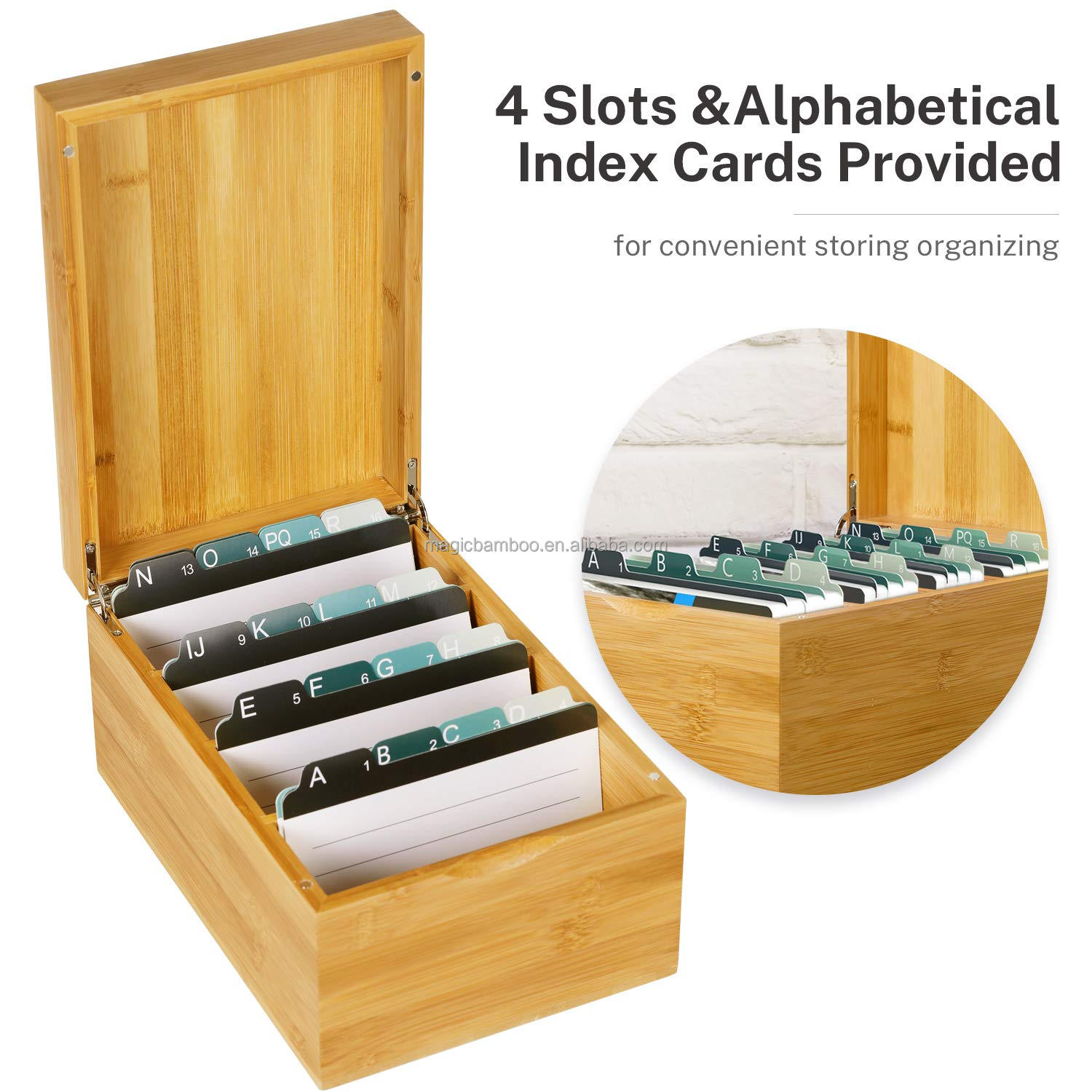 Professional Bamboo Desktop Business Card Holder With Index Cards GLOSSY Load ≤5kg
