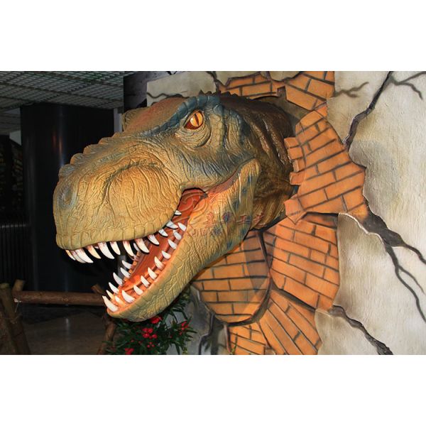 High Density Sponge Playground Dinosaur Head For Factory Door Show