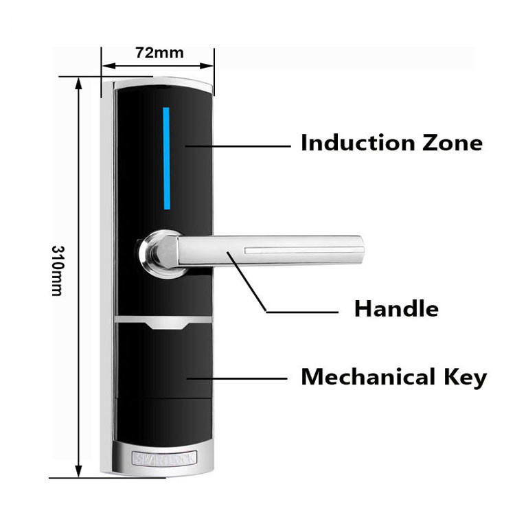 Black Color Zinc Alloy Hotel Smart Key Card Door Locks with Free PC Software