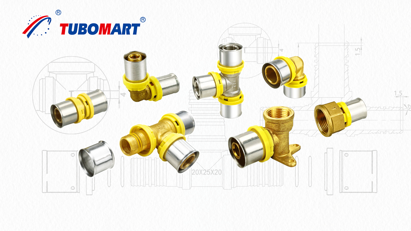 Tubomart Plumbing Materials Brass Fittings Floor Heat Fitting Pexalpex Pipe TH Profile Straight Gas Fitting