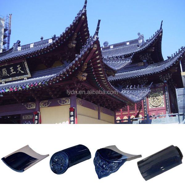 Cheap Construction Material Chinese Glazed Roof Tiles Blue Kaolin Clay Villa for sale