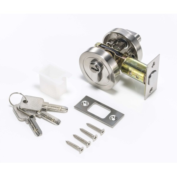 Zinc Body Brass Cylinder Circle Deadbolt Lock Satin Nickel