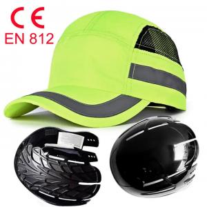 Quality Fluorescent Green Reflective Safety Helmet Shock And Collision Proof Lightweight Protective Cap CE EN812 Bump Cap wholesale