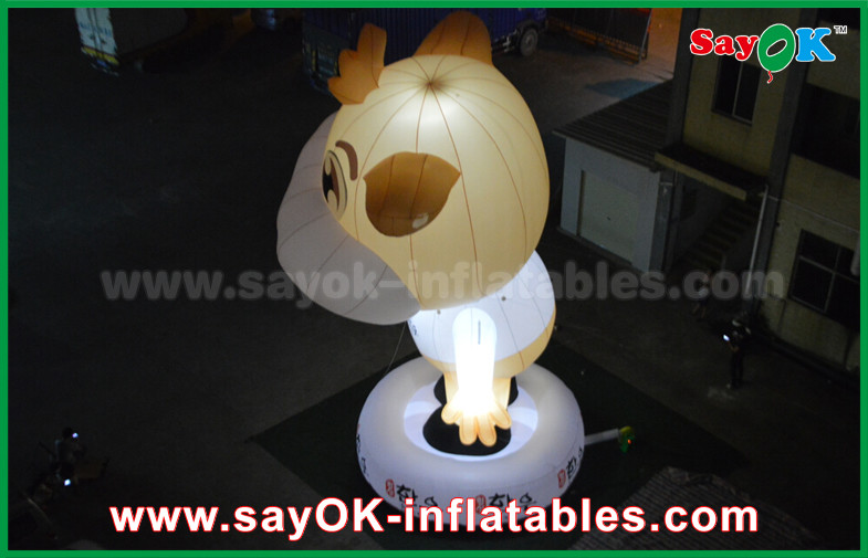 Advertising 10m Giant Oxford Cow Inflatable Cartoon White Color With Led Light