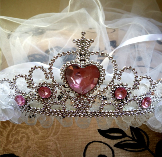 Children's crown veil, girls head flower veil headband, wedding princess wreath, wedding photography floor headdress hai