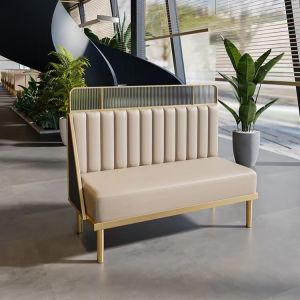 Quality Luxury Restaurant Booth Seating Combination Leather Metal Marble Table wholesale