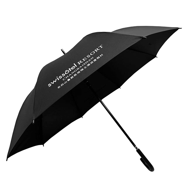 Cheap 27 Inch  Automatic Black Hotel Straight Umbrella With Curved Handle for sale
