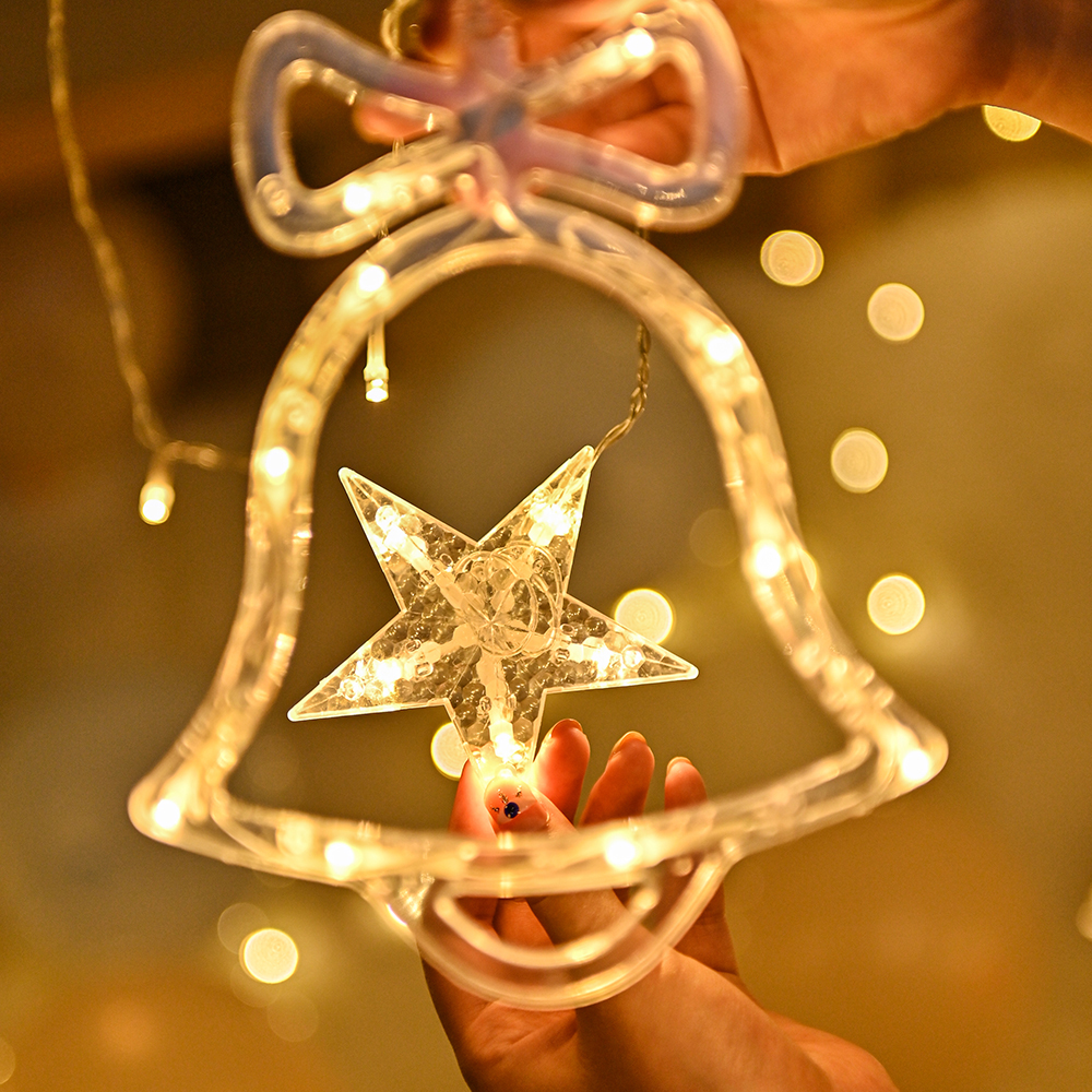 3.5M LED Star Deer Tree Bell 220V 110V Christmas Garland Fairy Curtain String Lights For Home New Year Wedding Party Dec