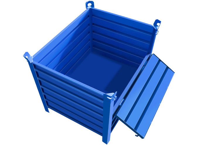 Rigid Corrugated Steel Containers Bins With Half Drop Gate 1T Load