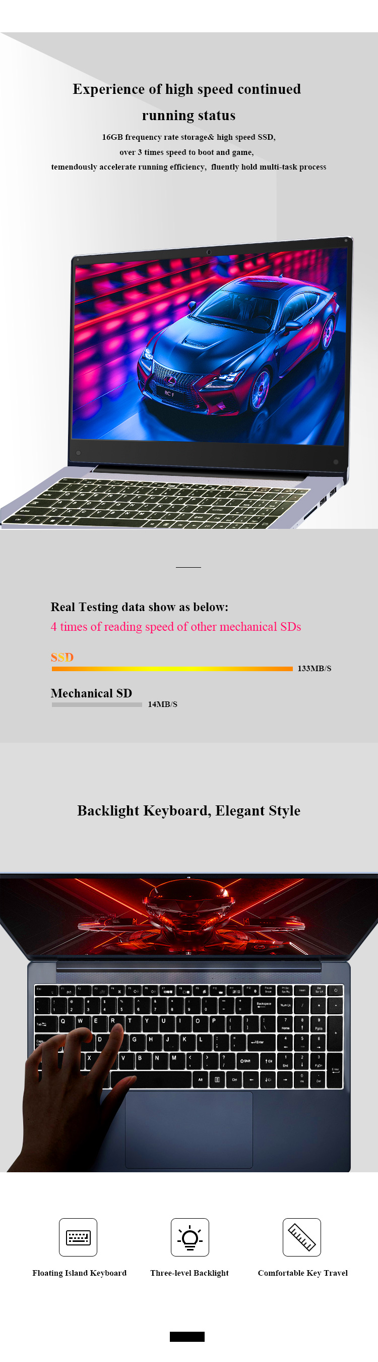 15.6 Inch Business Ultra Thin Laptop Slim Gaming Notebook Win 10 Core I7 8GB