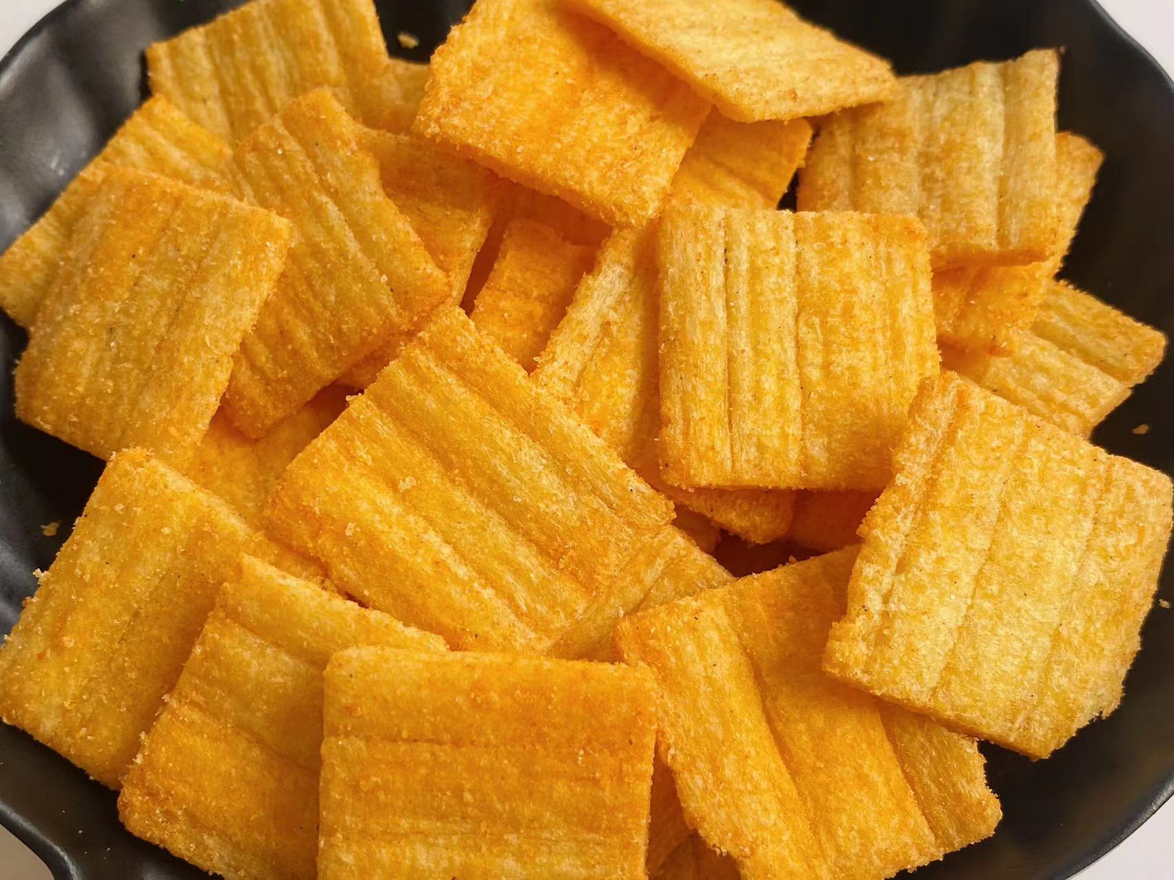 Delicious millet snack streetfood cheese rice cracker crispy rice crust
