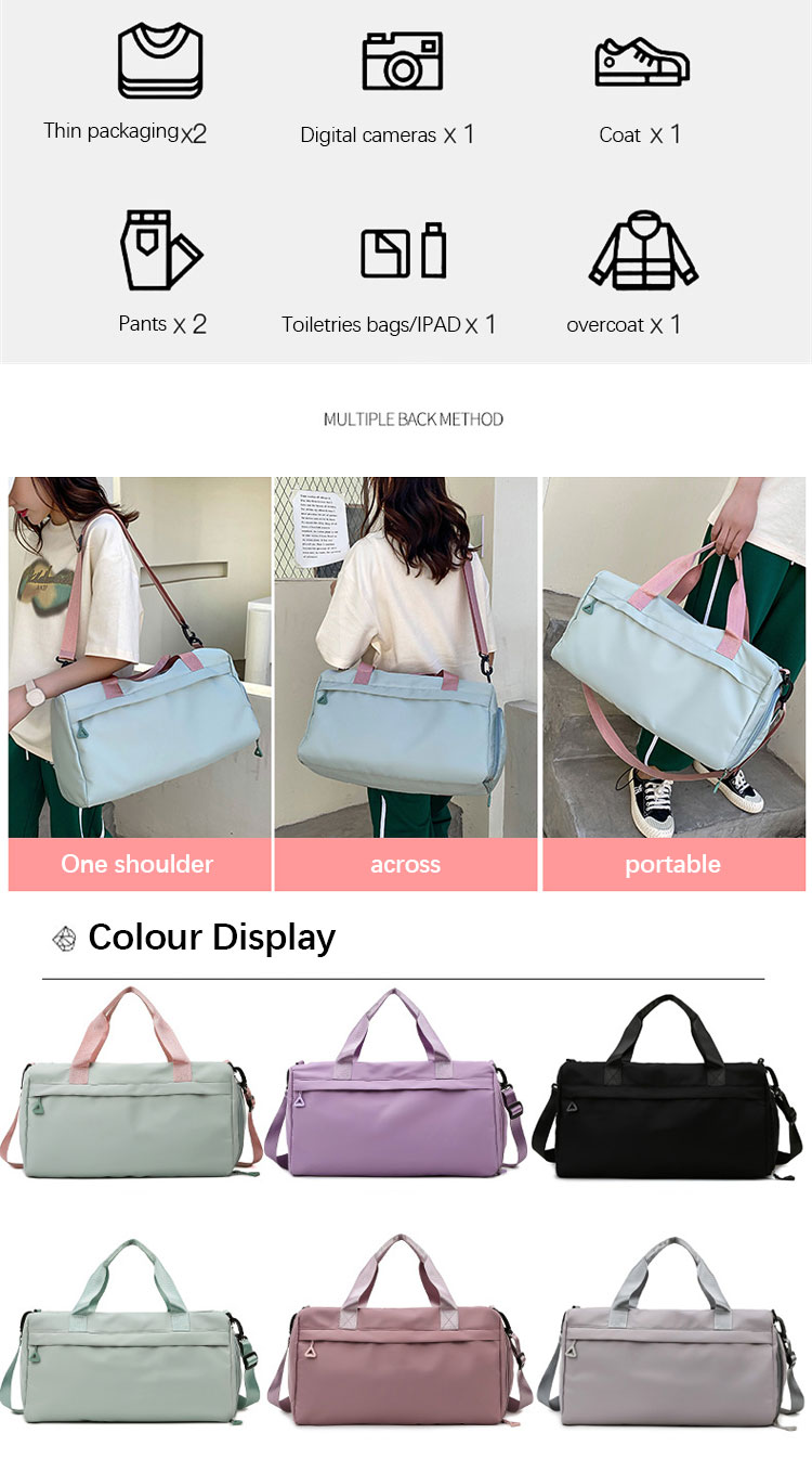 Customized Waterproof Fitness Tote Bag With Wet Pocket And Shoe Compartment