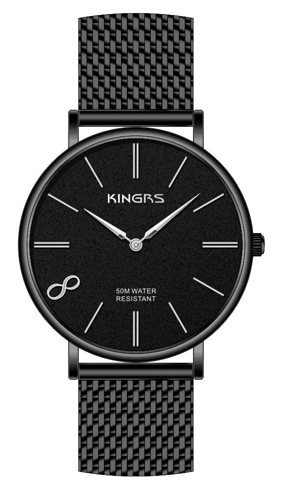 41.0mm round case mesh band steel wrist watches for men, stainless steel watch