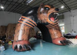 China Custom Team PVC Tarpaulin 20ft Giant Bear Football Inflatable Bear Football Mascot Sports Tunnels on sale
