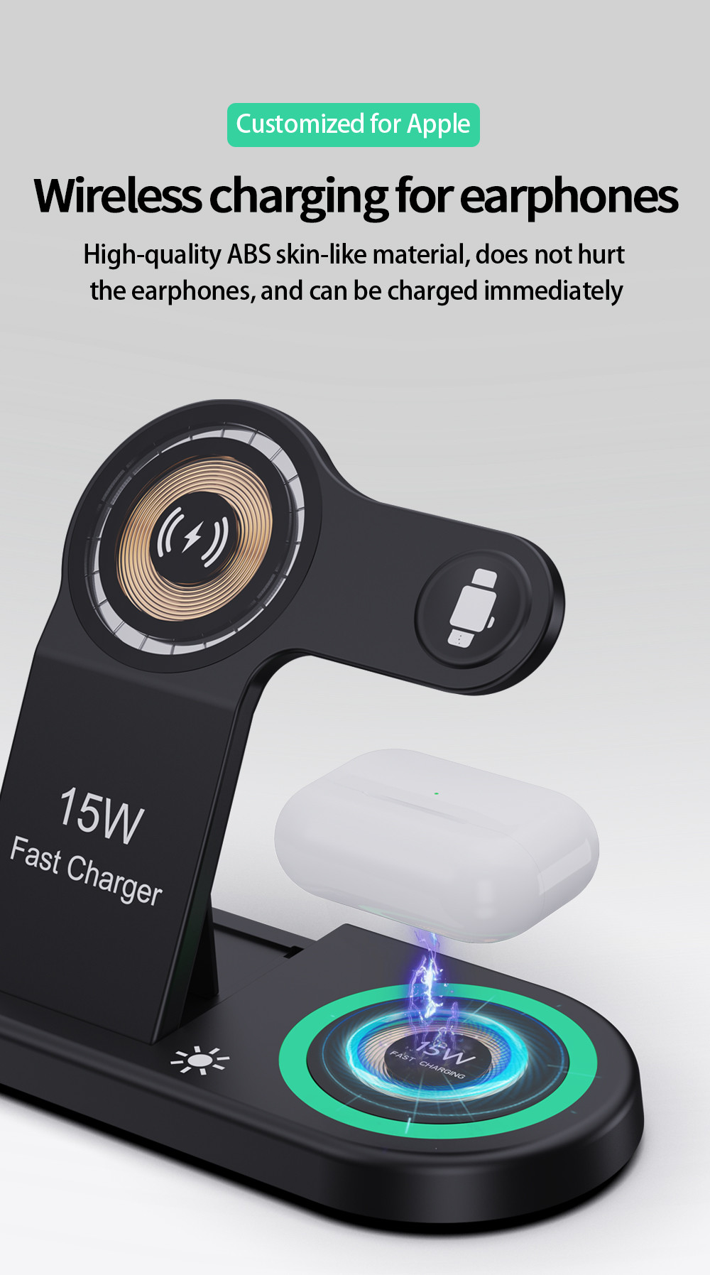 Multifunction 5V/1A Wireless Charger - 3 In 1 QI Wireless Charger