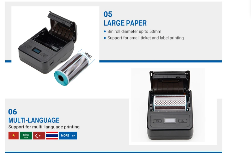 80MM Portable BT Printer Thermal And Label Printer Effortless and Convenient Printing