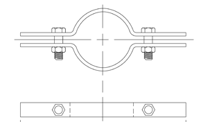 UL Certified Steel Riser Pipe Clamp with Two Bolt, Pipe Hanger - Black