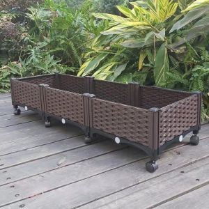 Quality Sun Protection Large Rectangular Plastic Planter On Wheels Antioxidant wholesale