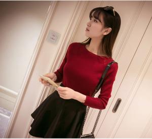 China Korean new arriving Spring women's boat neck sweater thin sweater pullover sweater on sale