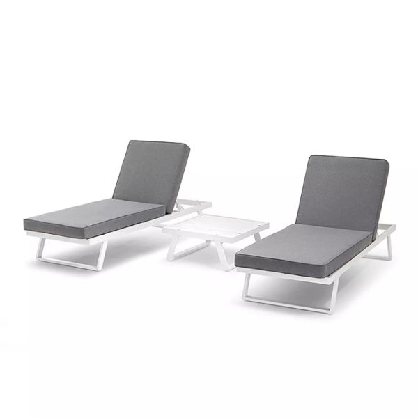 Aluminum Frame Patio Set AJUNION Modern Outdoor Furniture Daybed Sectional Lounge Set