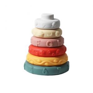 China Montessori Sensory Grade Toy Fine Motor Skills Gift For Toddlers Babies Silicone Stack Tower Fun Stacking Game on sale