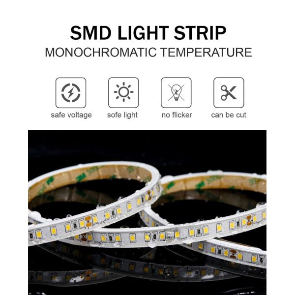 8mm PCB Width 110v220v 10mm 180leds 3000K IP67 Waterproof Die-Cutting Board SMD2835 LED Strip Light for Hotel