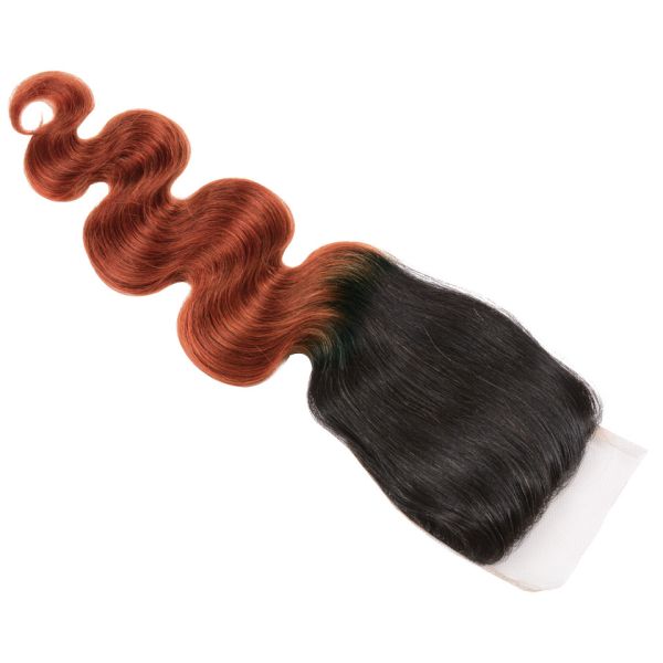 Ombre Hair Bundles Lace Closure Professional 1B/350 Two Tone Golden Blonde Brazilian Body Wave Human Hair