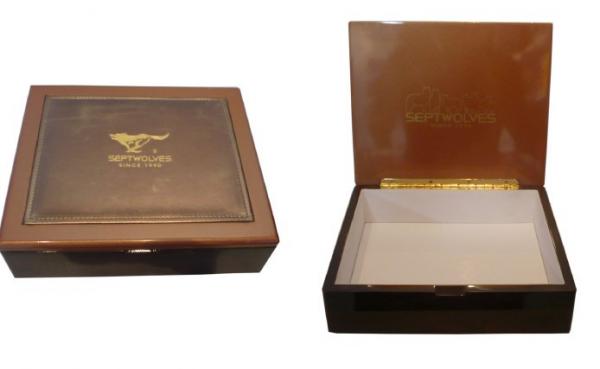 Cheap Customized Wooden Box With Heat Stamping / Laser Logo PU Velet inside for Cigar for sale