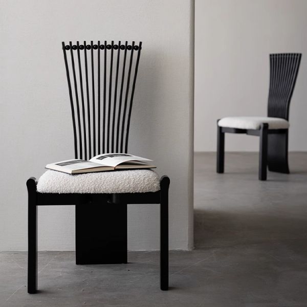 Superior Materials Midcentury Soild Wood Chair Wabi-sabi Designer Studio Study Room Chair Dining Upholstered High Back Chair