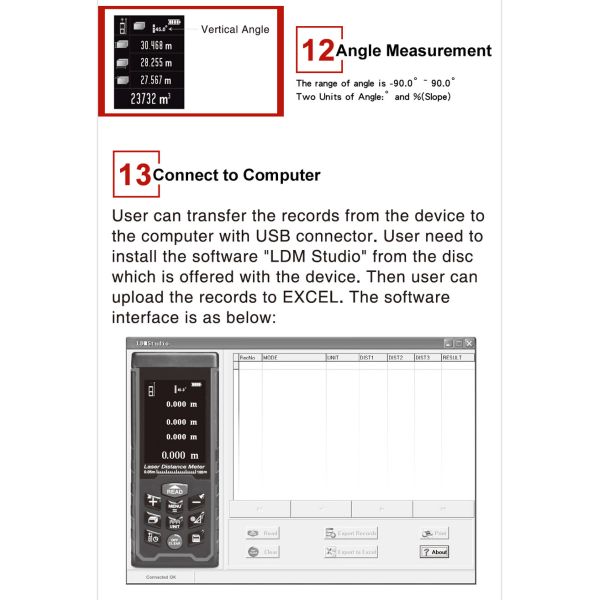 High-precision Digital Laser rangefinder Color display Rechargeabel 100m Laser Range Finder distance meter tape measure