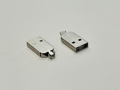 USB 2.0 AM Connector Two-Piece Metal Shell | 24.7mm Length | 2.2mm Cable OD | Electrical Wire Terminal Connector for Data & Power Transmission