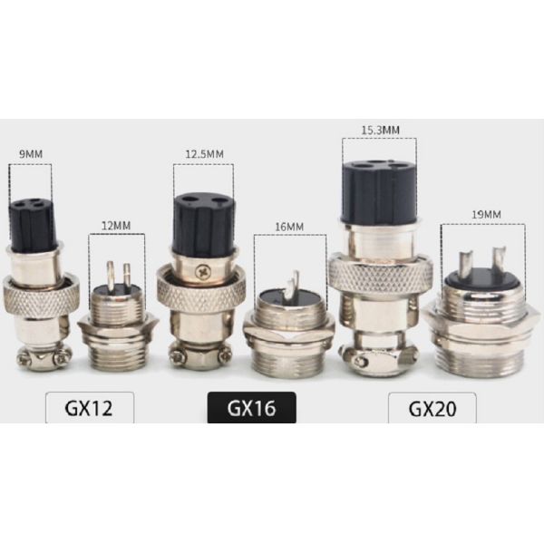 Male And Female Kits Gx12 Aviation Connector Black Color Zinc Alloy Material