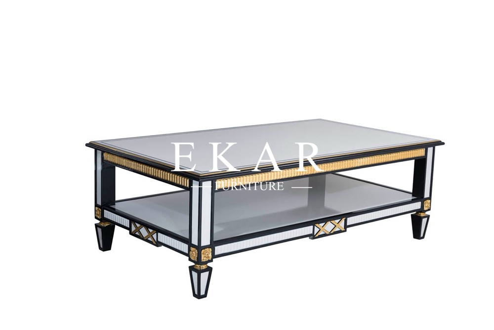 Wooden Luxury Rectangle Royal Spanish White Coffee Table