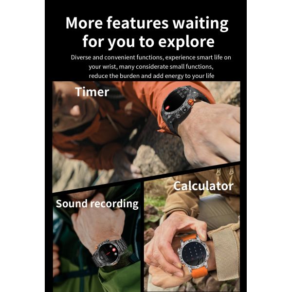 BH11 Outdoors GPS Smart Watch 4G SIM 1.5" AMOLED Display Camera Video 2G+16GB 900mAh IP67 Health Tracker Sports Answer Calls