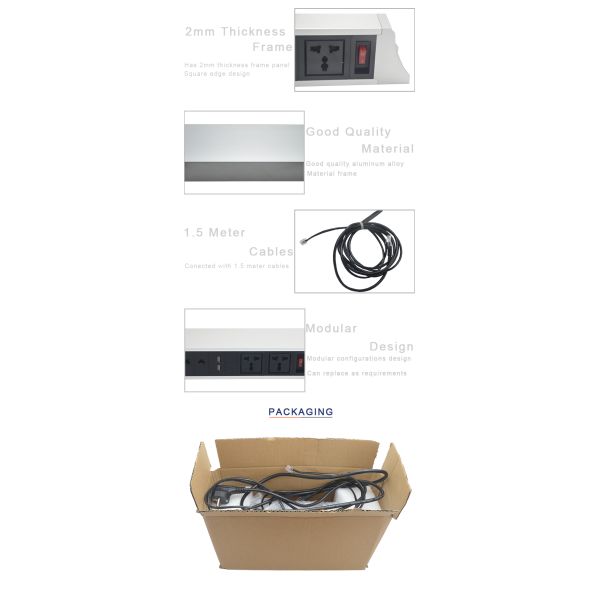BNT Aluminum alloy hanging under table mounted table power socket