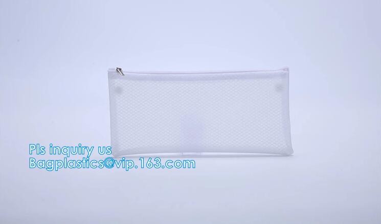 multi-purpose washable portable breathable 3 pcs polyester mesh travel cosmetic bag, Mesh Zipper Black Makeup Pouch Cosm