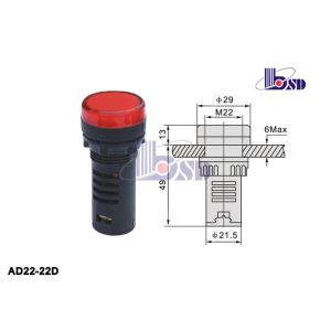 Commercial Telecommunication Red Panel Mount Indicator Lamps High Brightness