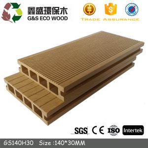 China 140 X 30mm WPC Hollow Decking Yellow Wood Plastic Composite Resin Decking on sale